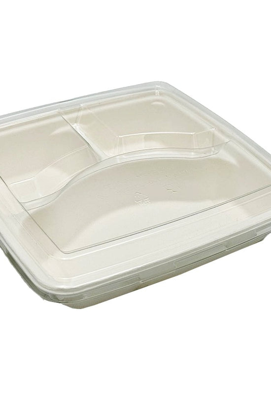 Square Takeaway Sugarcane 9" Inch Tray - 3 Compartment - TEM IMPORTS™