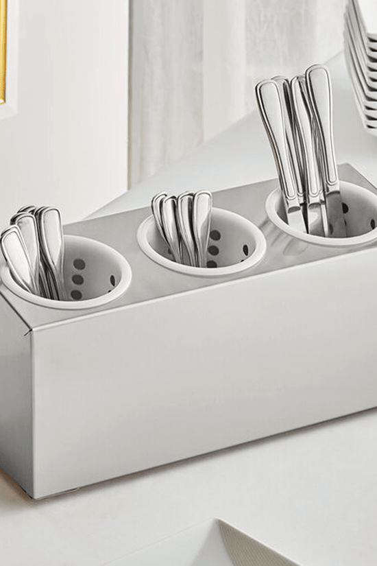 Stainless Steel Cutlery Cylinder Holder 3 Hole - TEM IMPORTS™