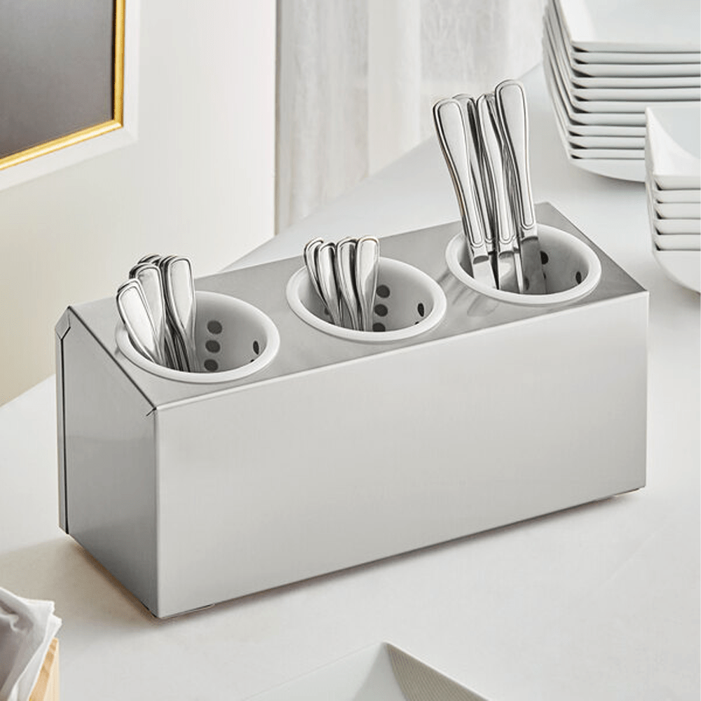Stainless Steel Cutlery Cylinder Holder 3 Hole - TEM IMPORTS™
