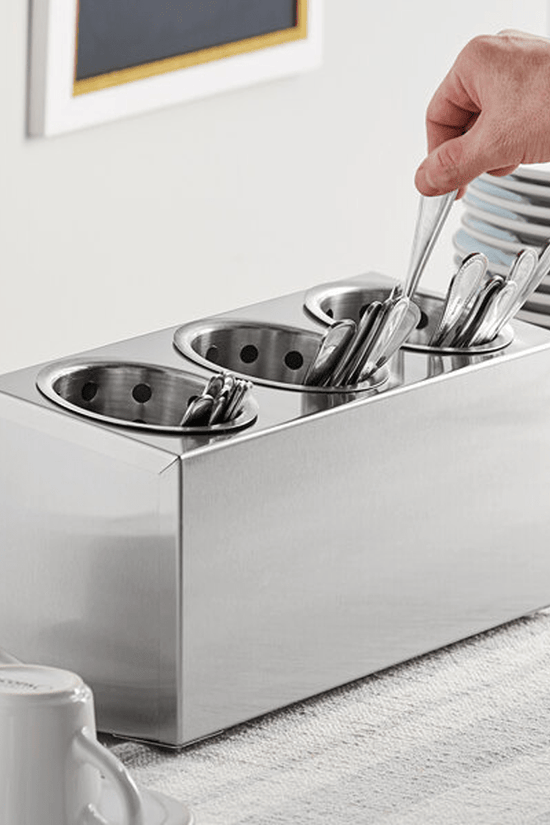 Stainless Steel Cutlery Cylinder Holder 3 Hole - TEM IMPORTS™