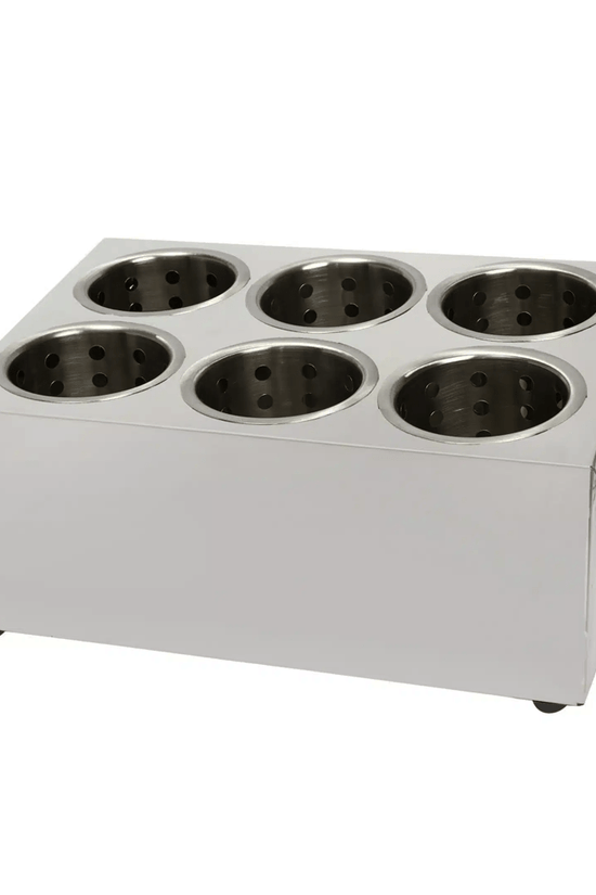 Stainless Steel Cutlery Cylinder Holder 6 Hole - TEM IMPORTS™