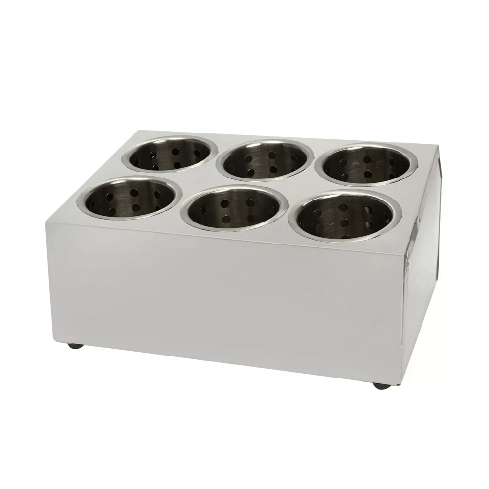 Stainless Steel Cutlery Cylinder Holder 6 Hole - TEM IMPORTS™