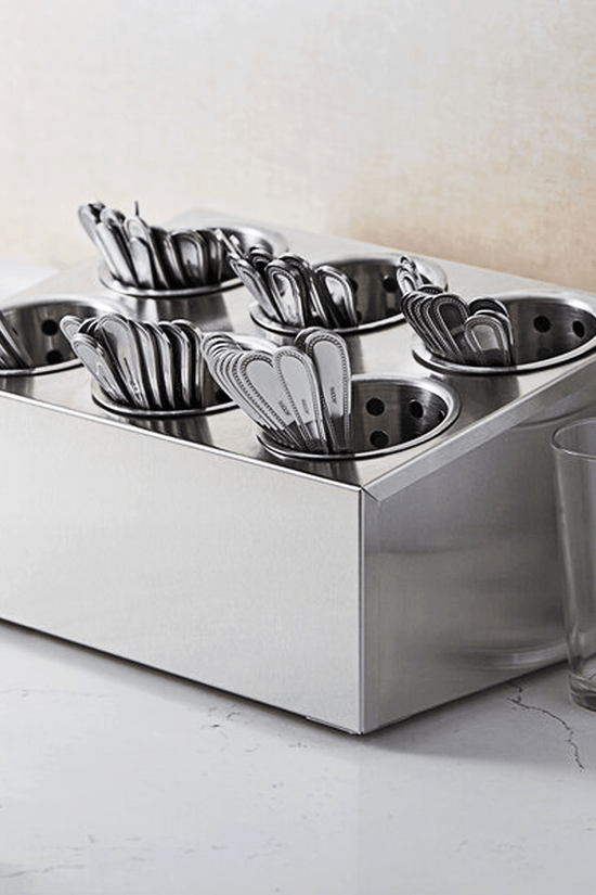 Stainless Steel Cutlery Cylinder Holder 6 Hole - TEM IMPORTS™