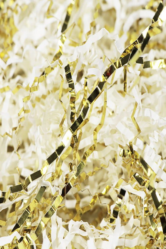 Vanilla & Gold Crinkle Paper Shreds Fillers - 1Kg - TEM IMPORTS™