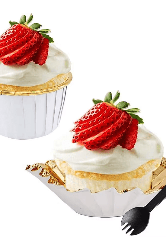 White And Gold Foil Baking Paper Cup - B44xH35 - TEM IMPORTS™