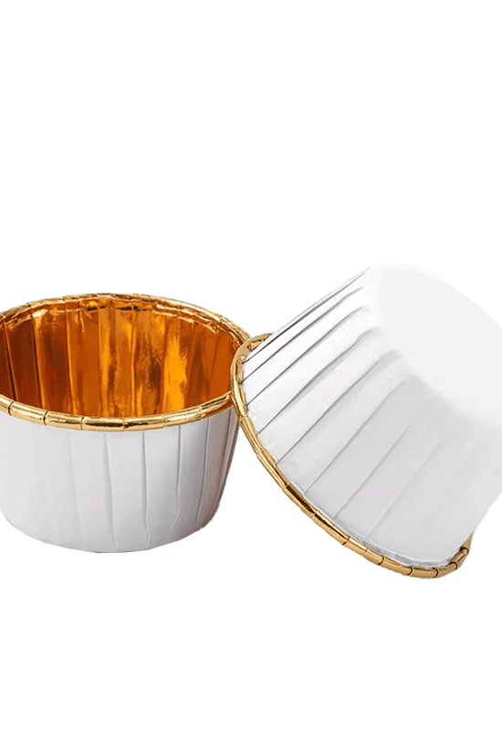 White And Gold Foil Baking Paper Cup - B44xH35 - TEM IMPORTS™