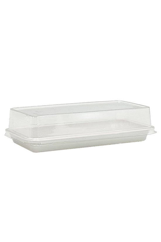 White Base Long Rectangular With Clear PET Lid - TEM IMPORTS™