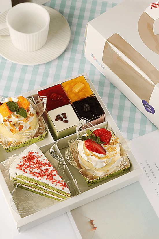 White Cake Box Window With Handle & 4 Compartment - TEM IMPORTS™