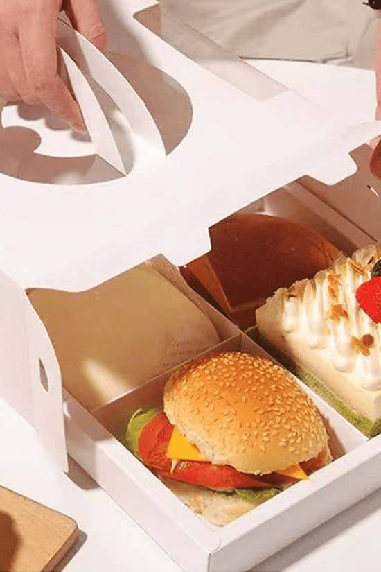 White Cake Box Window With Handle & 4 Compartment - TEM IMPORTS™