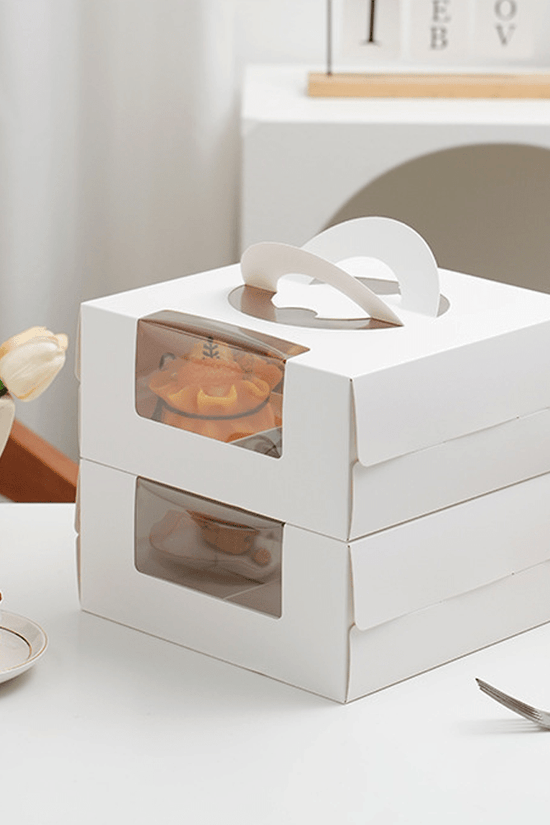 White Cake Box Window With Handle & 4 Compartment - TEM IMPORTS™