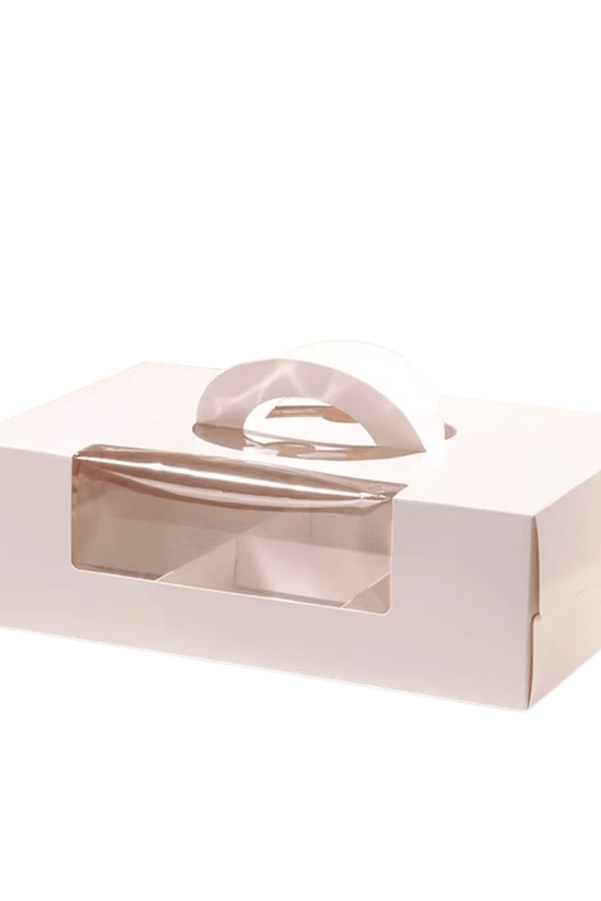 White Cake Box Window With Handle & 6 Compartment - TEM IMPORTS™