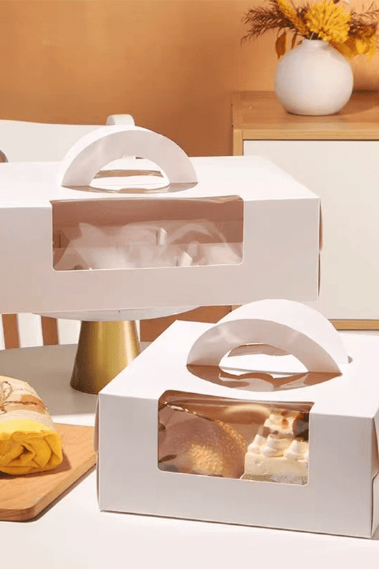 White Cake Box Window With Handle & 6 Compartment - TEM IMPORTS™