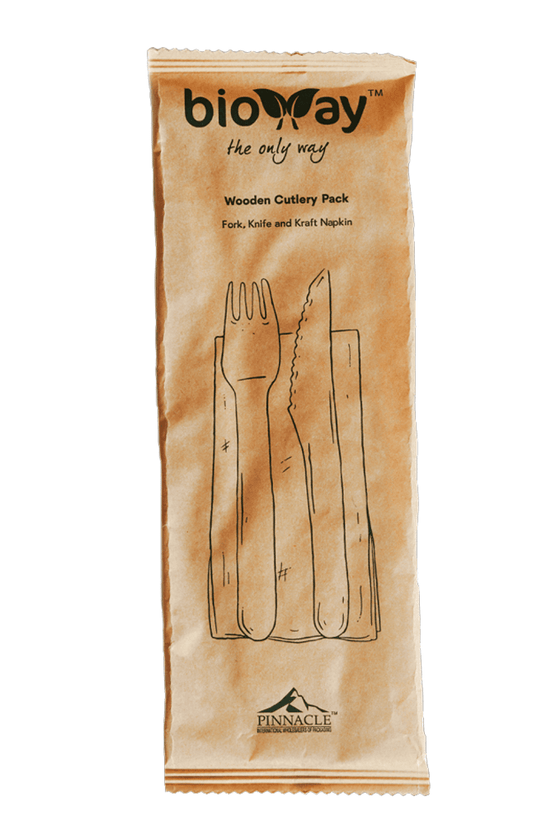Wooden Fork Knife & Napkin Set - 400/CTN - TEM IMPORTS™