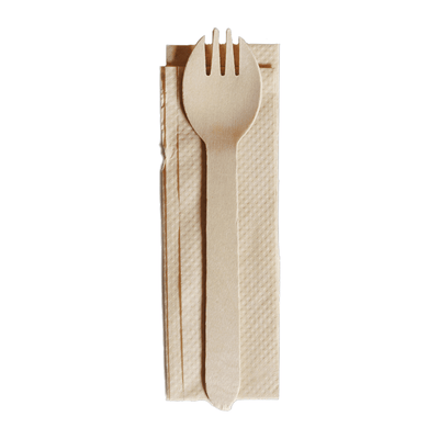 Wooden Spork & Napkin Set - 400/CTN - TEM IMPORTS™