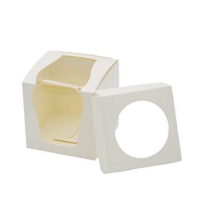 1 Cupcake White Paper Box With Window - TEM IMPORTS™