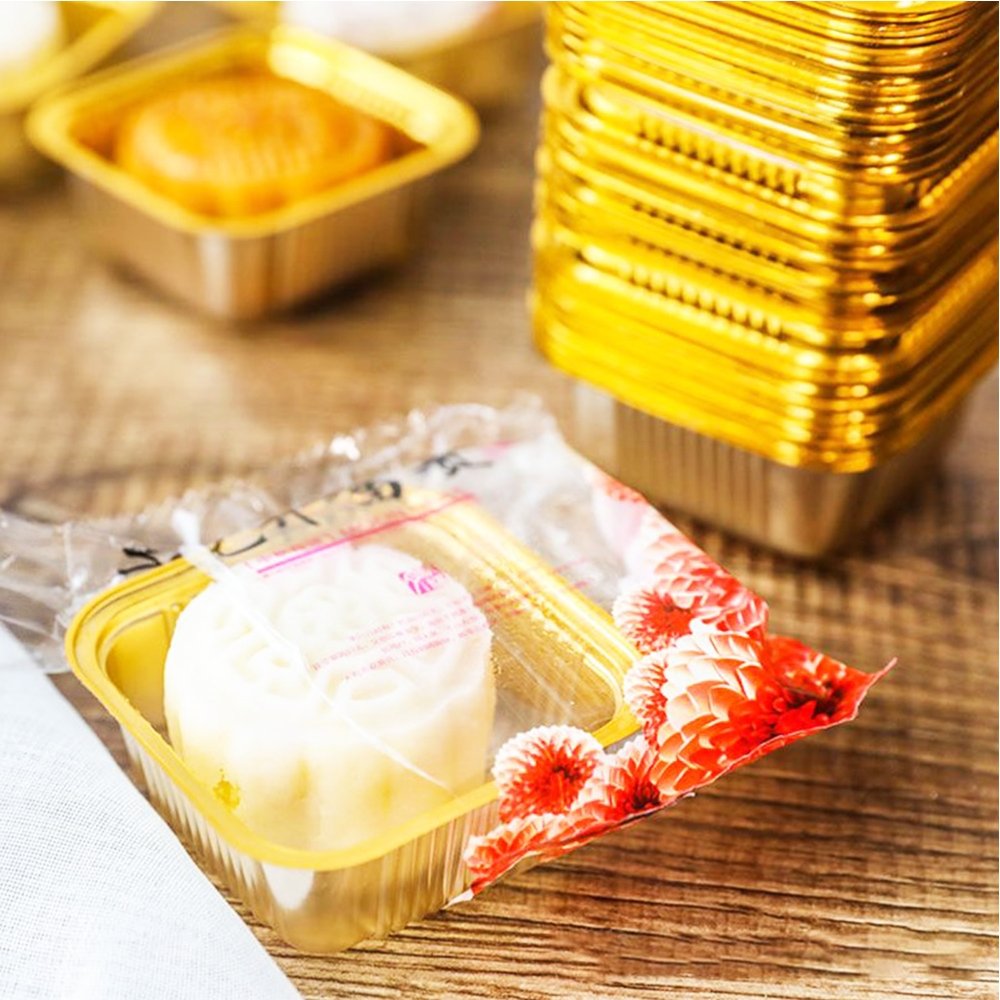 100g Square Gold Moon Cake Tray - Pk100 - TEM IMPORTS™