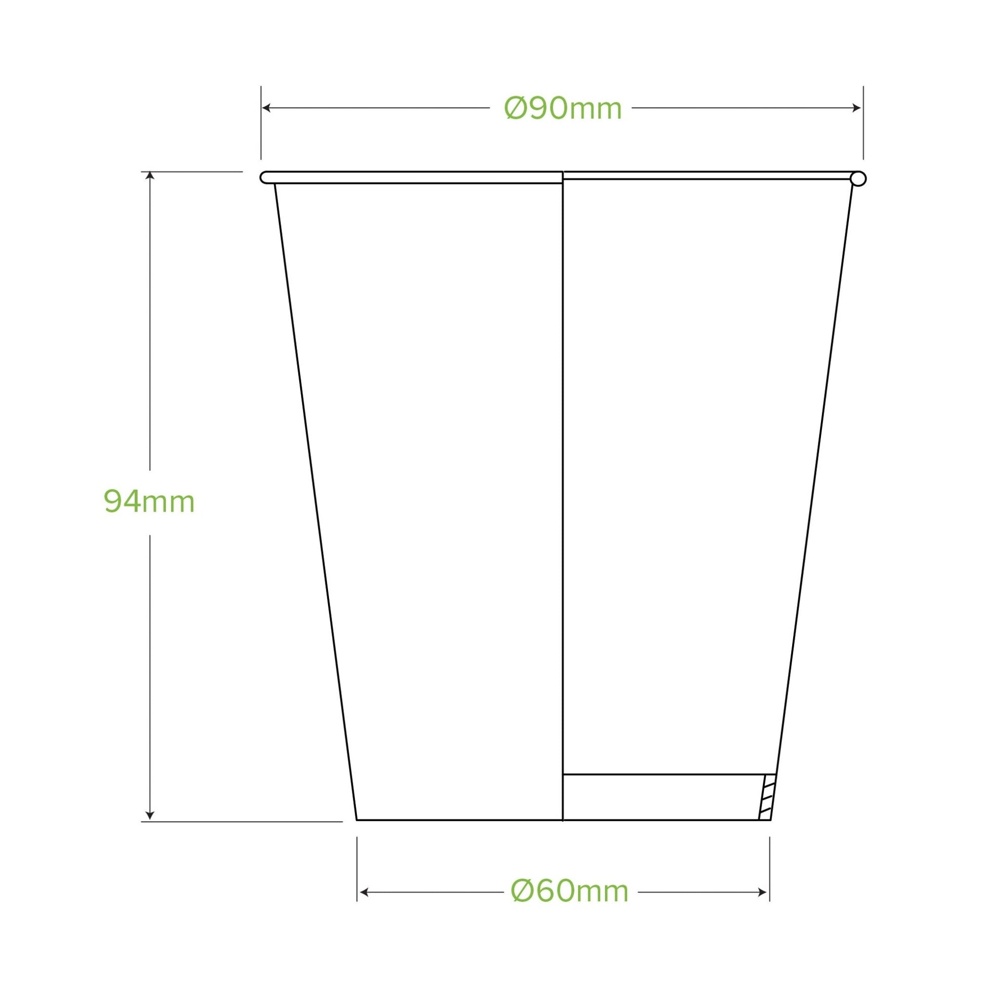 10oz/300mL (90mm) Green Cold Paper BioCup - 1000/ctn - TEM IMPORTS™