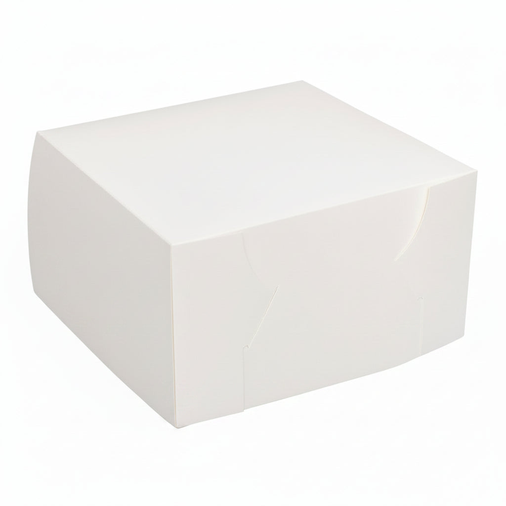 Milkboard Cake Box White With Hinged 10x10x6 - 50/CTN