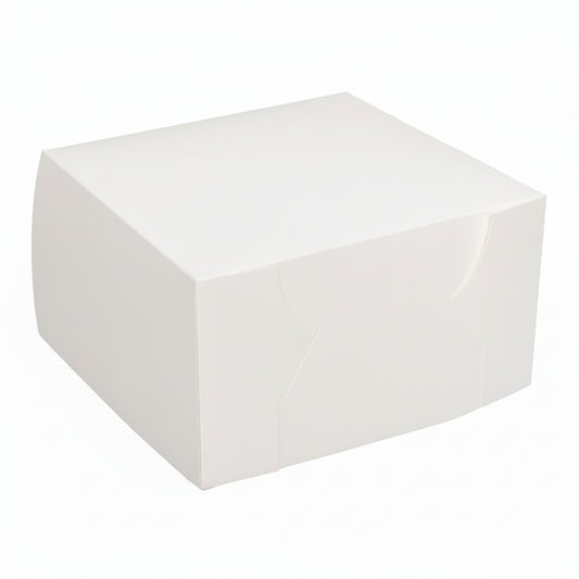 Milkboard Cake Box White With Hinged 10x10x6 - 50/CTN