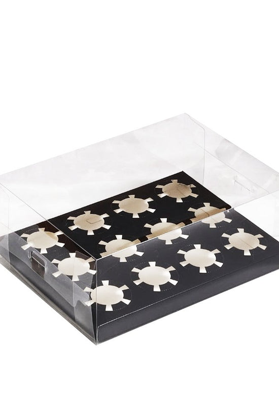 12 Cupcake Clear Box With Black Paper Tray - 5pcs/PK