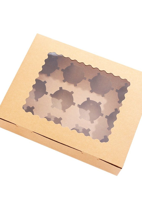 12 Cupcake Kraft Paper Box With Window - TEM IMPORTS™