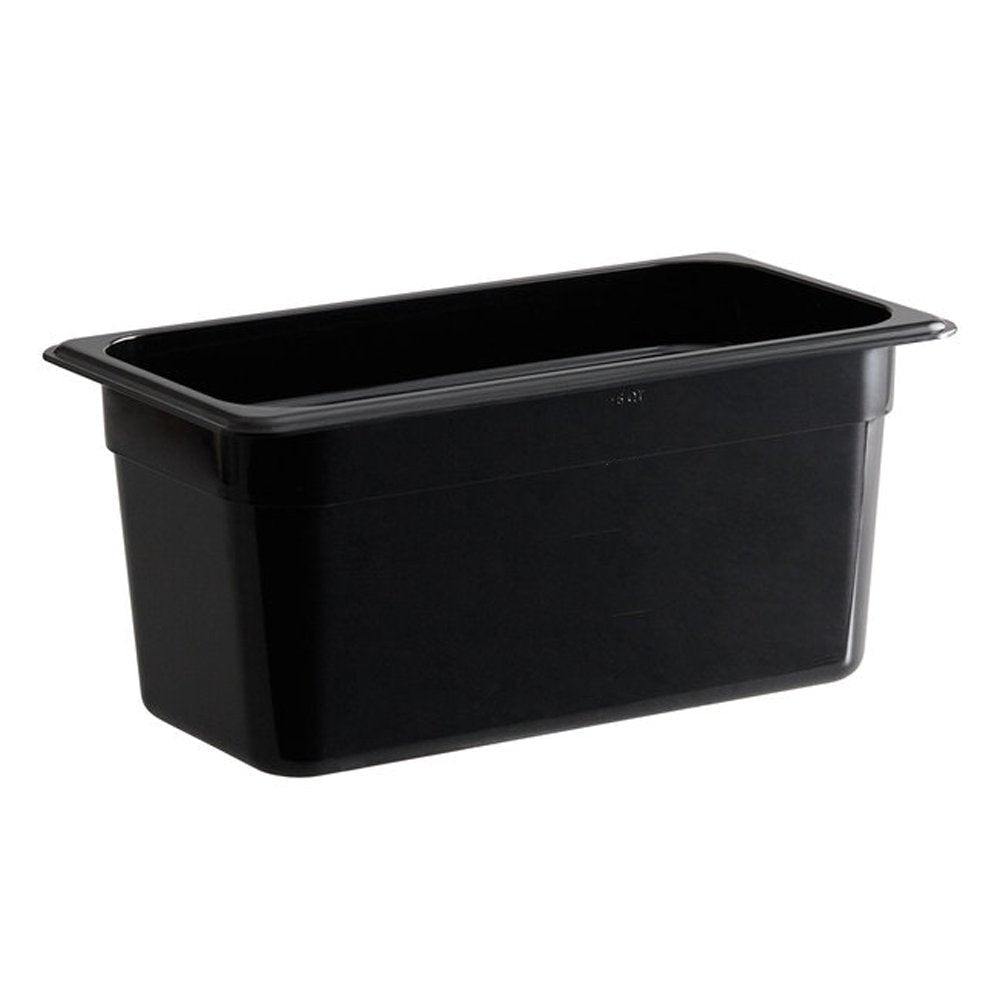 1/3 Size Standard Polycarbonate Black Food Pan - 150mm