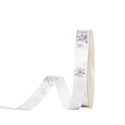 16mm Satin Ribbon - Silver Snowflakes - TEM IMPORTS™