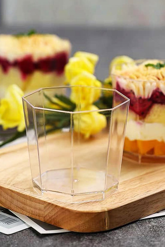 180mL Clear Mini Octagon Shape Dessert Cup Base - TEM IMPORTS™