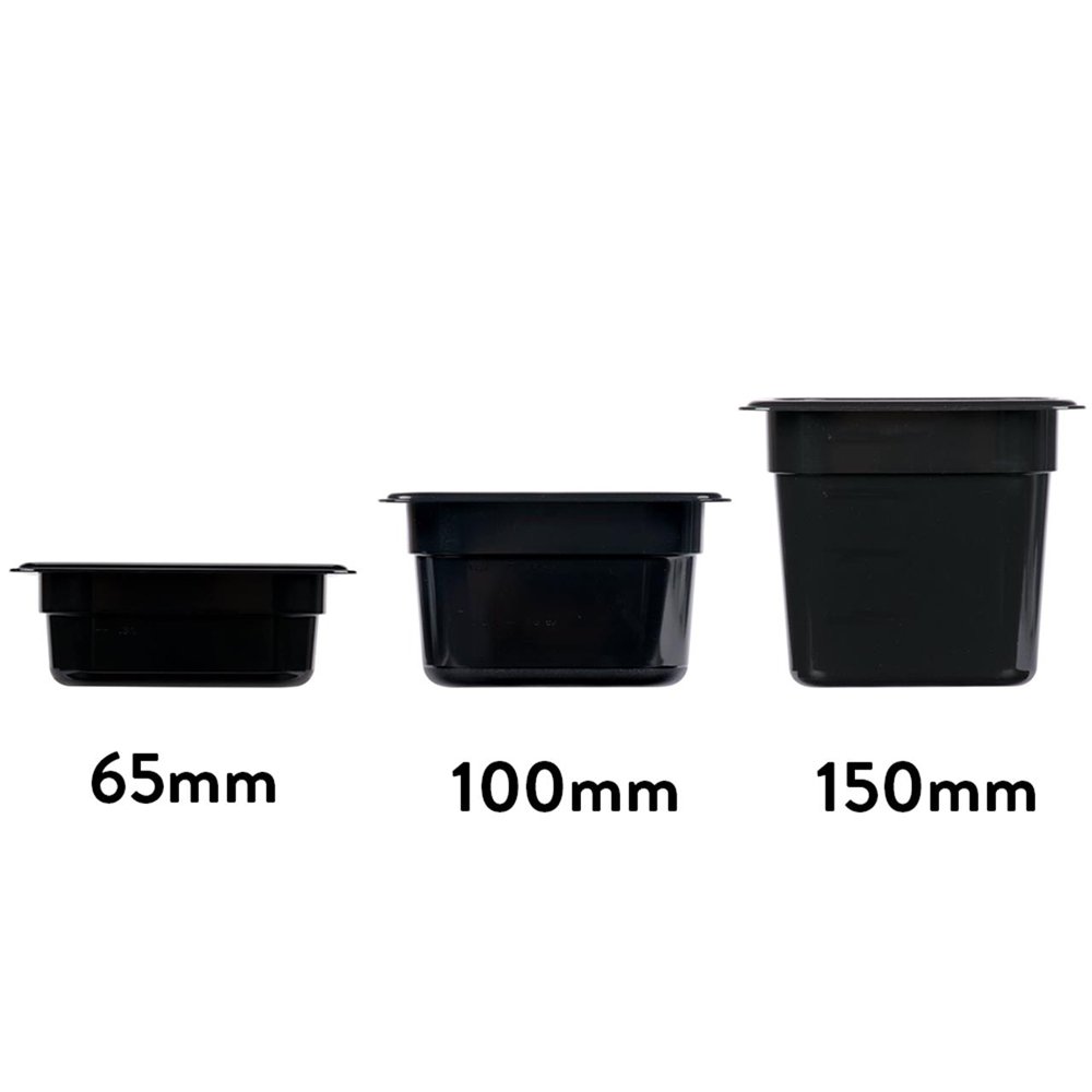 1/9 Size Steam Pan Polycarbonate Black - 0.8L - TEM IMPORTS™