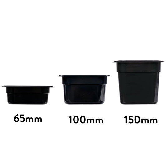 1/9 Size Steam Pan Polycarbonate Black - 0.8L - TEM IMPORTS™