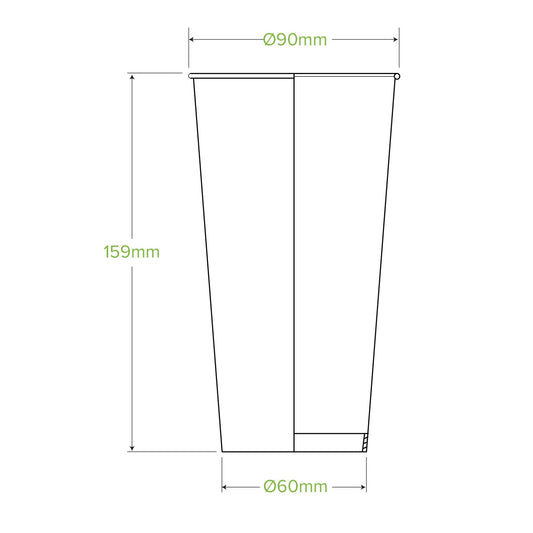 20oz/600mL (90mm) Green Cold Paper BioCup - 1000/ctn - TEM IMPORTS™