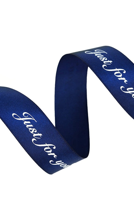25mm 'Just For You' Printed Satin Ribbon - Dark Blue - TEM IMPORTS™