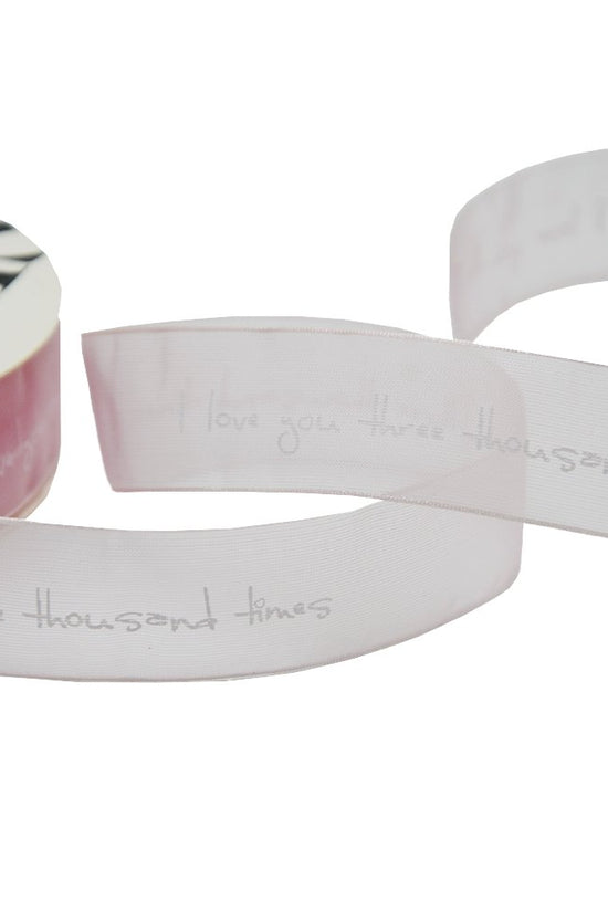 25mm Printed Organza 'I Love You...' - Pink - TEM IMPORTS™