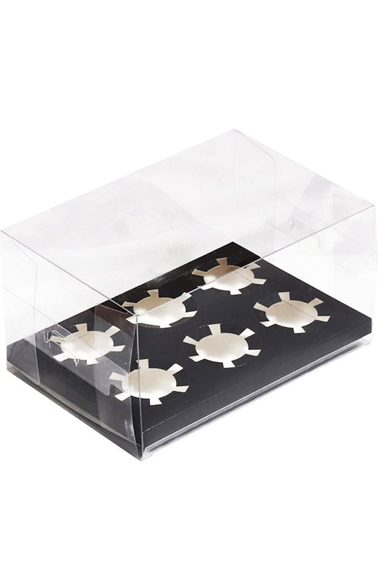 6 Cupcake Clear Box With Black Paper Tray - Pack of 5