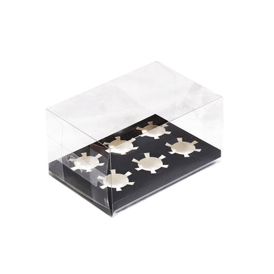 6 Cupcake Clear Box With Black Paper Tray - Pack of 5