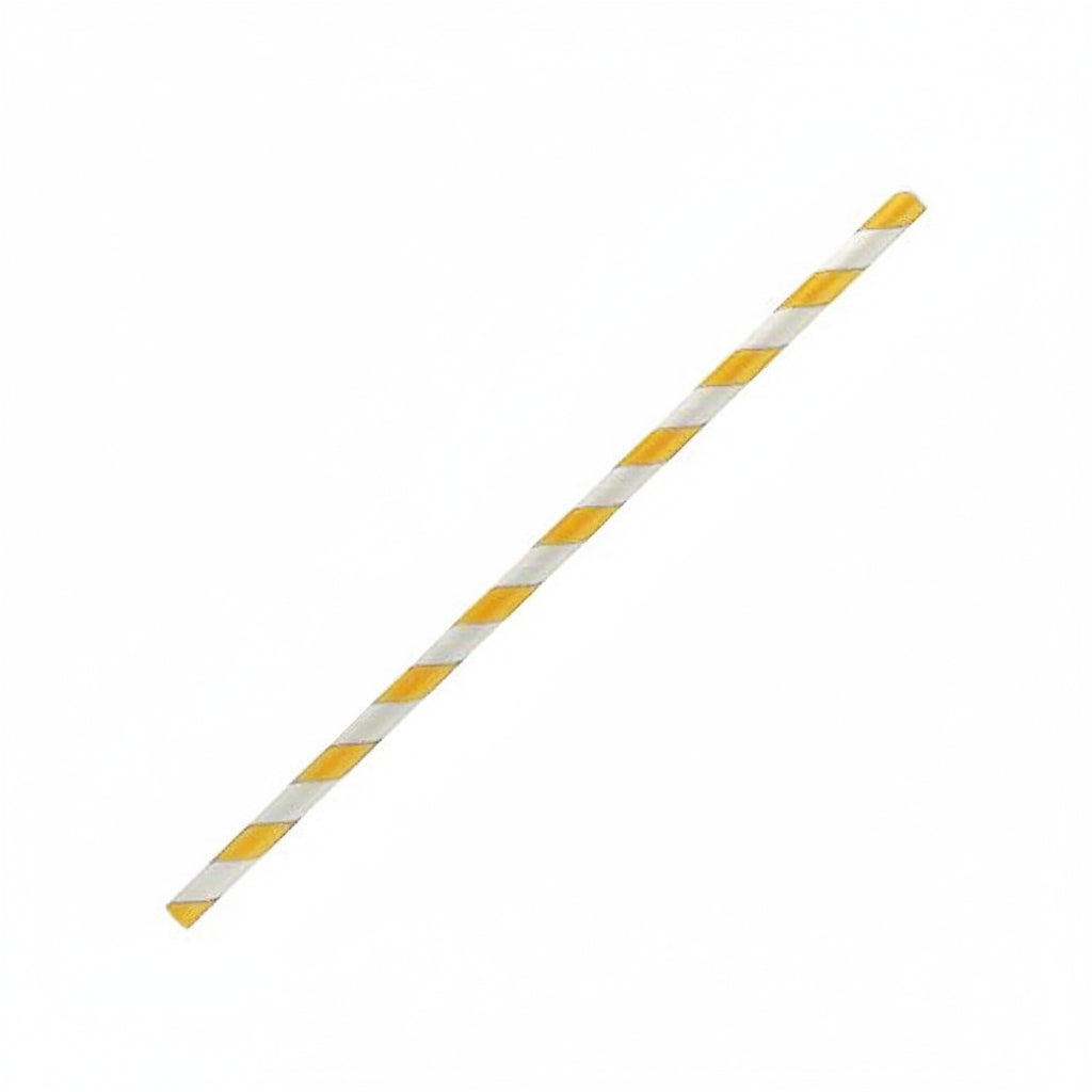 Paper Straw 6mm Regular Yellow Stripe - 2500/CTN