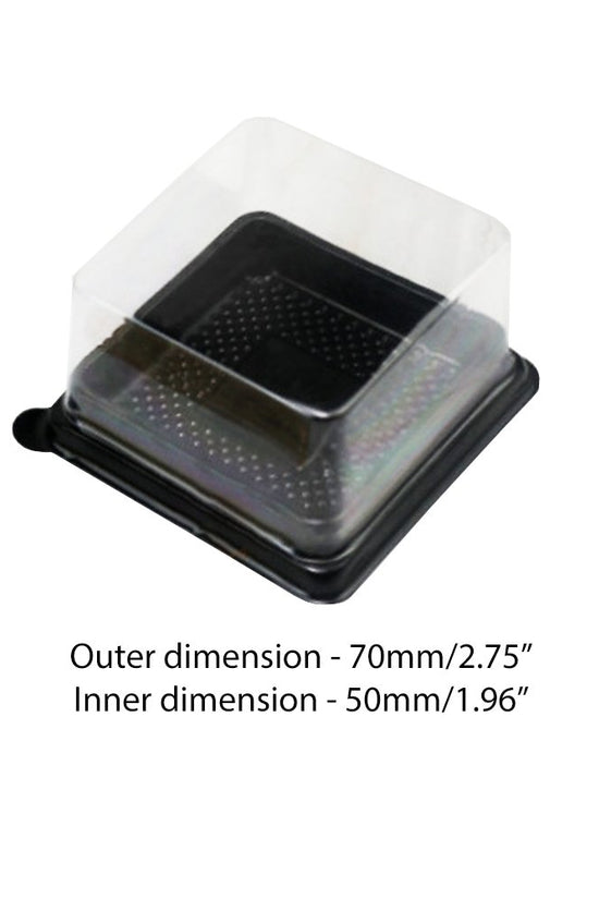 70x70mm Black Square Base With Clear Lid - TEM IMPORTS™