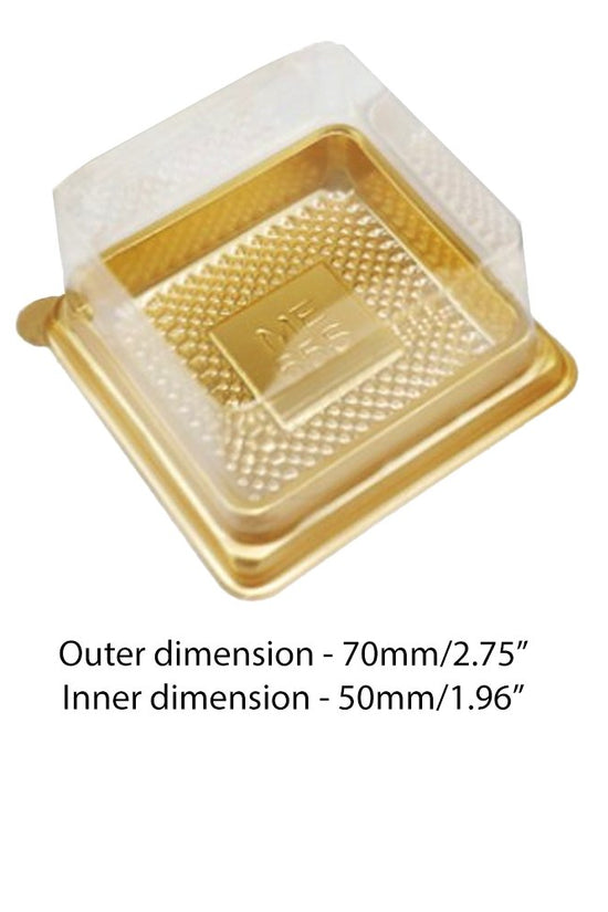 70x70mm Gold Square Base With Clear Lid - TEM IMPORTS™