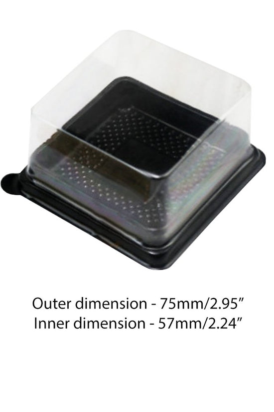75x75mm Black Square Base With Clear Lid - TEM IMPORTS™