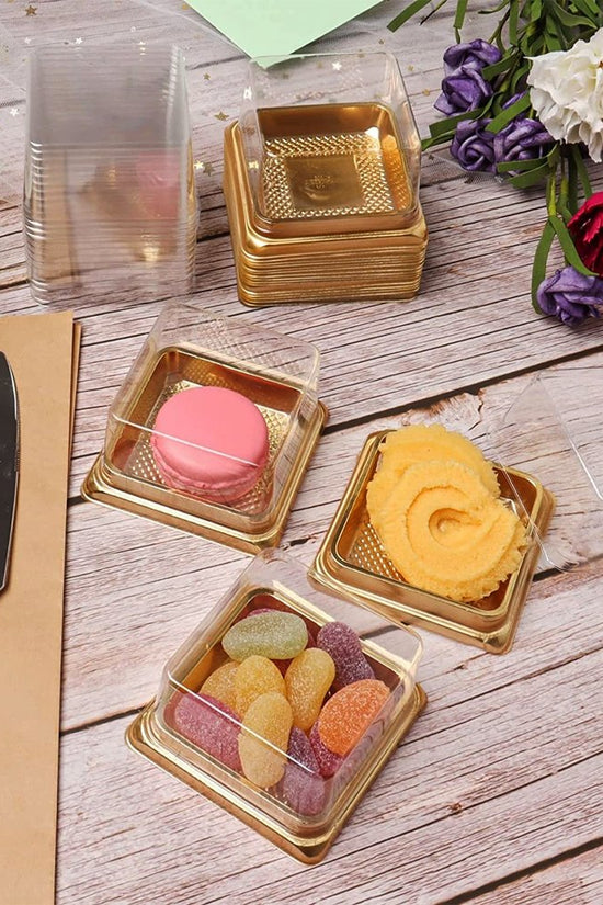 75x75mm Gold Square Base With Clear Lid - TEM IMPORTS™