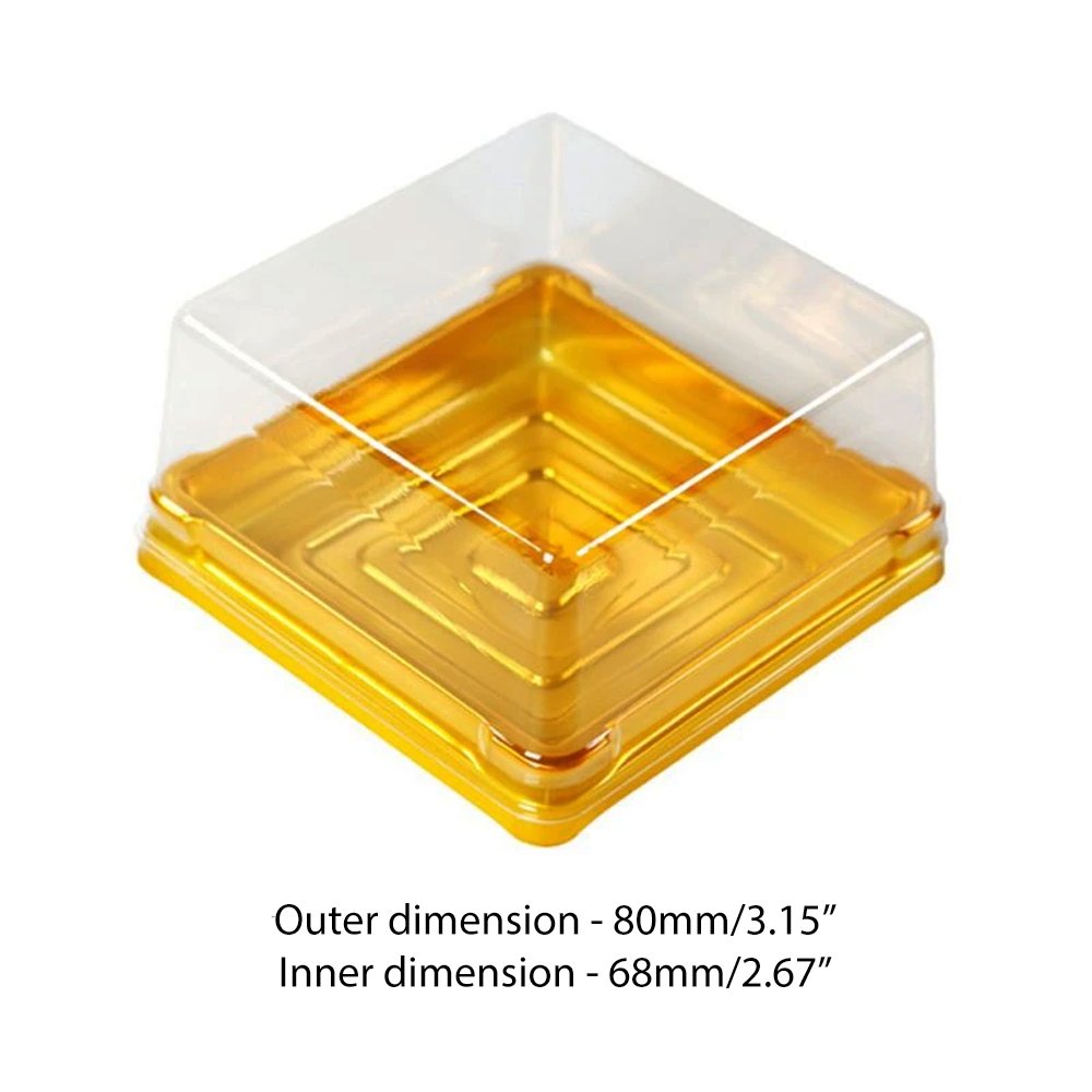80x80mm Gold Square Base With Clear Lid - TEM IMPORTS™