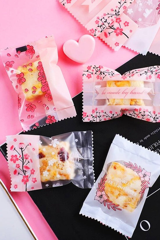 85x55mm Heat Seal Nougat Bag -Pk100-Cherry Blossom - TEM IMPORTS™