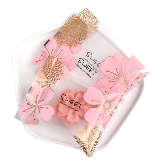85x55mm Heat Seal Nougat Bags -Pk100-Pink Flower - TEM IMPORTS™