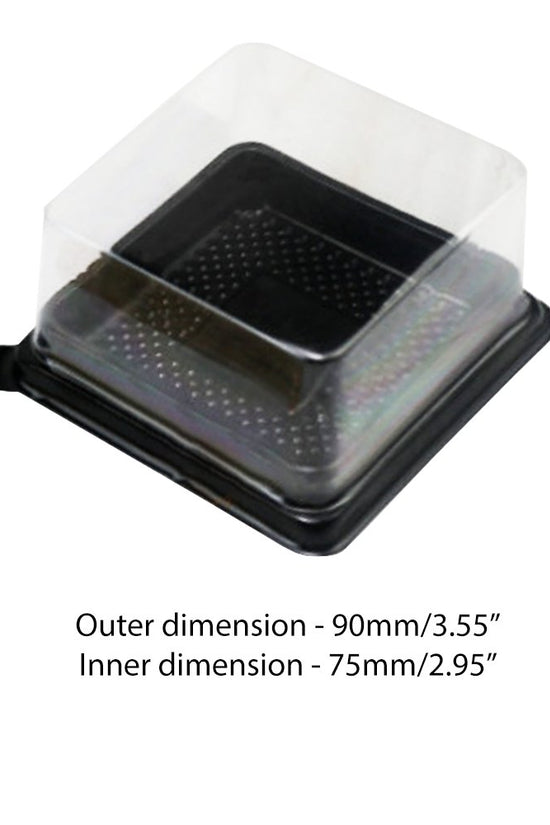 90x90mm Black Square Base With Clear Lid - TEM IMPORTS™