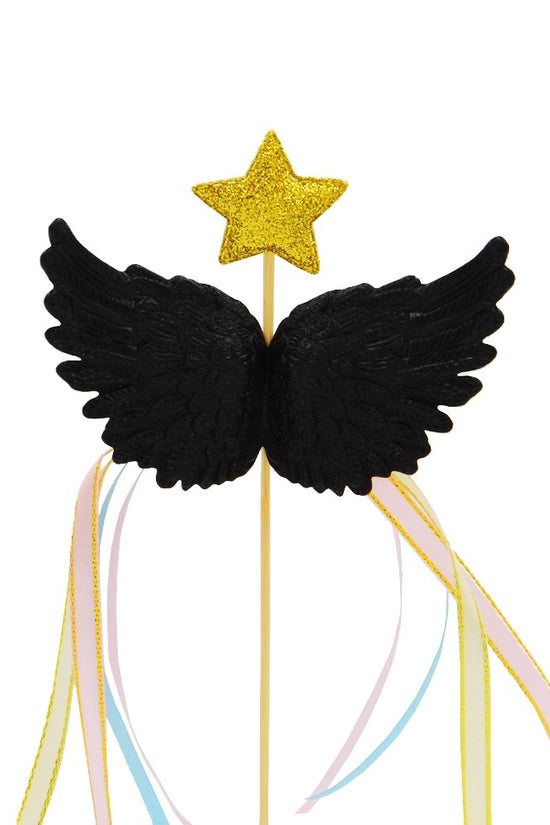 Black Angel Wing With Star Cake Topper - TEM IMPORTS™