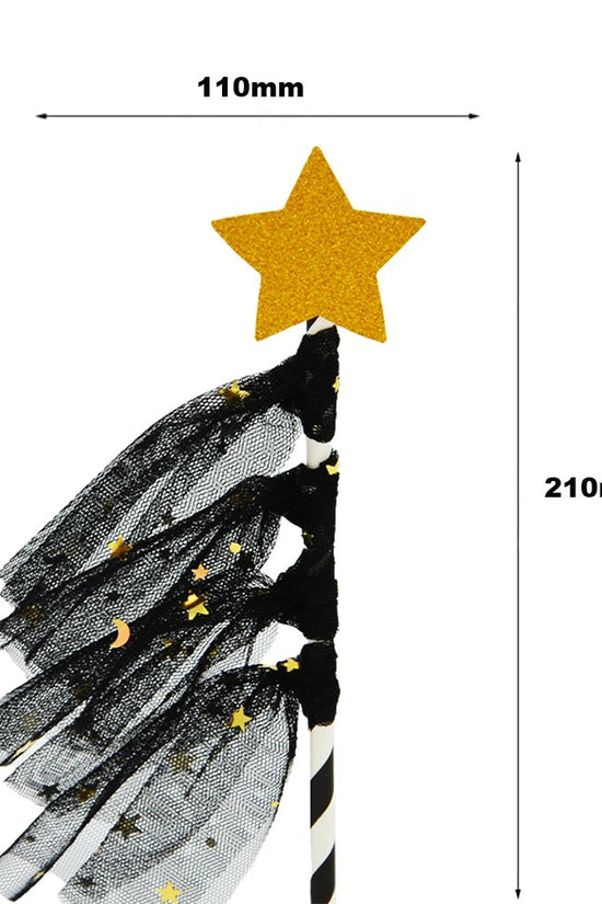 Black Wishing Star With Lace Cake Topper - TEM IMPORTS™