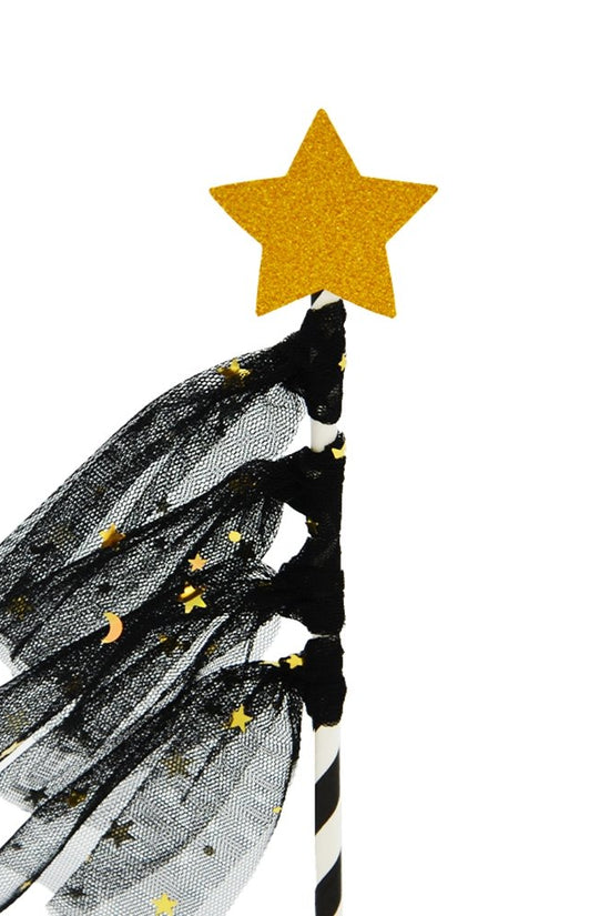 Black Wishing Star With Lace Cake Topper - TEM IMPORTS™