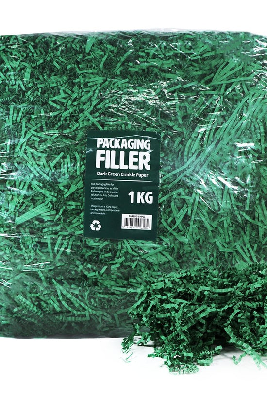 Dark Green Crinkle Paper Shreds Fillers - 1Kg Bag - TEM IMPORTS™