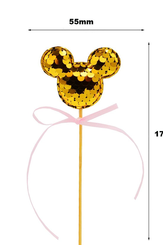 Gold Mickey Ear With Pink Bow Cake Topper - TEM IMPORTS™