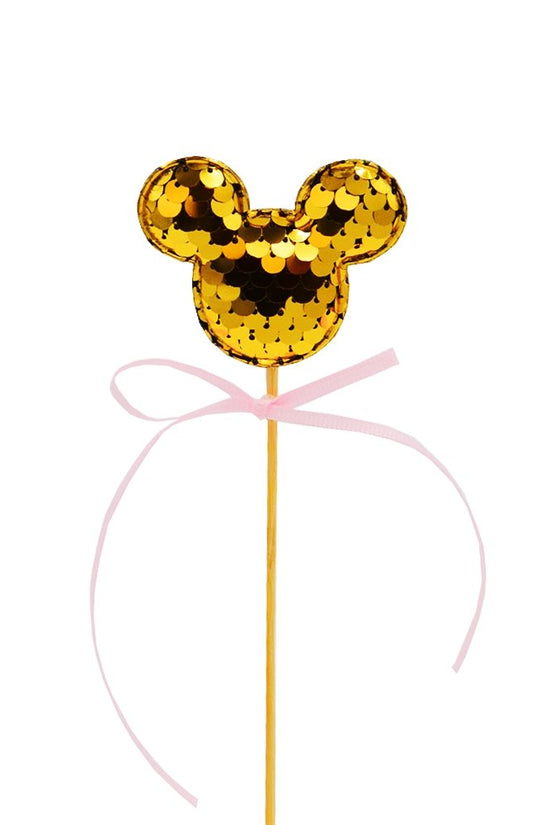 Gold Mickey Ear With Pink Bow Cake Topper - TEM IMPORTS™